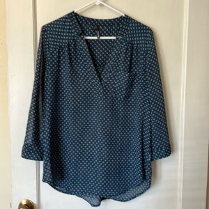Navy size large semi sheer blouse with front pocket